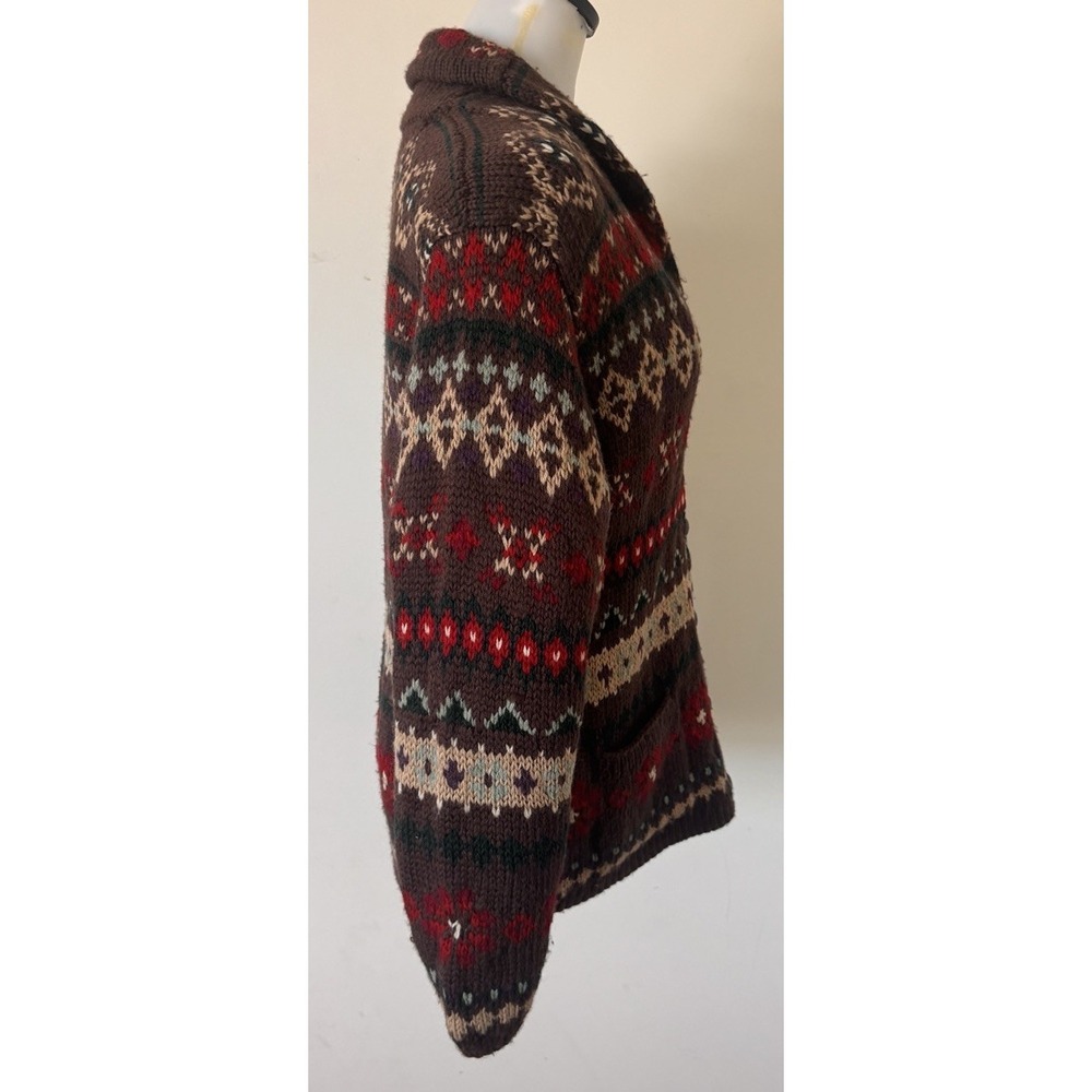 VTG Ralph Lauren Hand Knit Lambswool/Wool Aztec Cardigan Sweater Womens Small - Picture 5 of 11